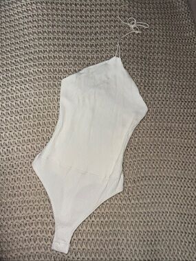 Vici - Ribbed Halter Bodysuit in White